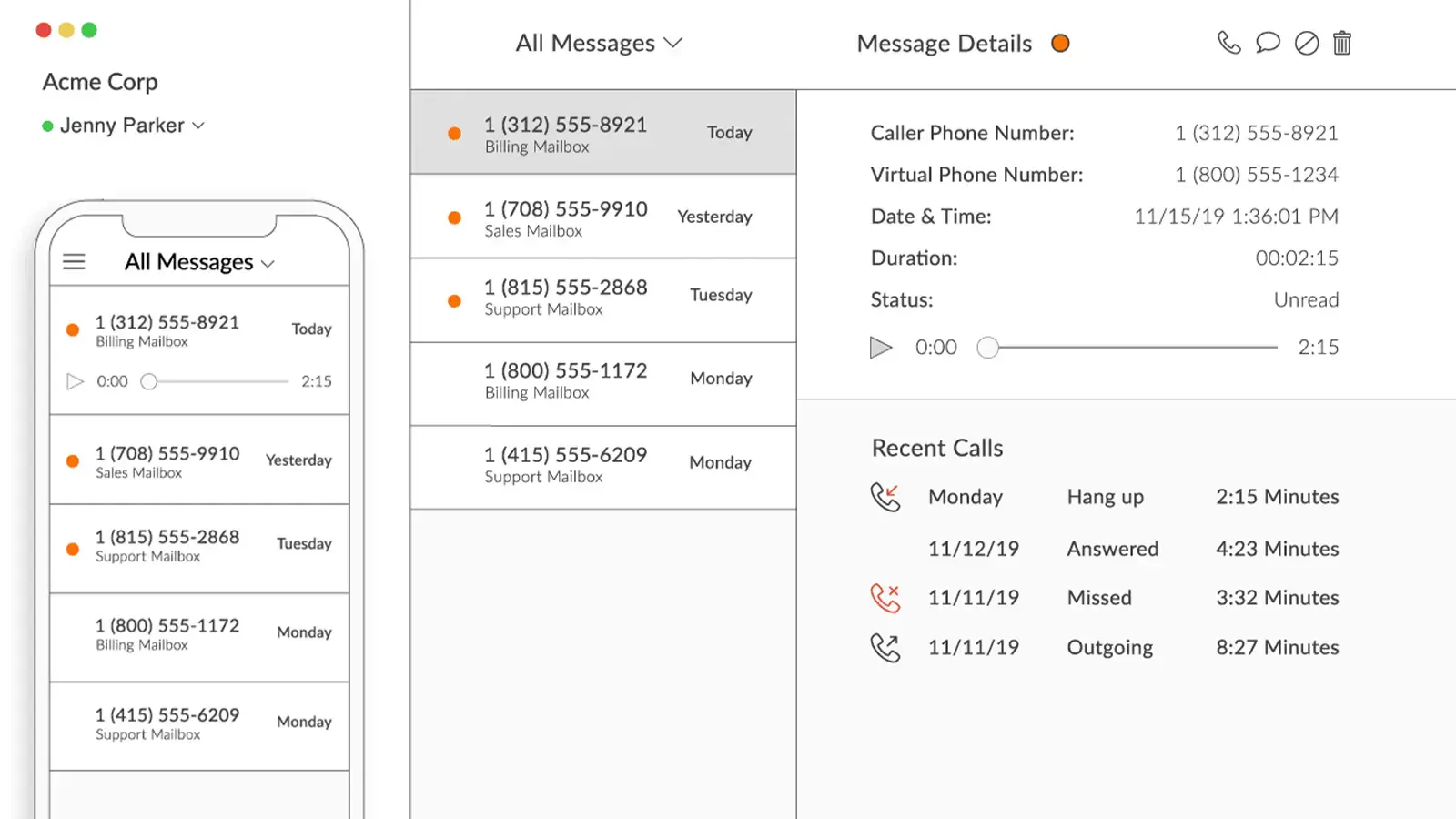 Talkroute dashboard