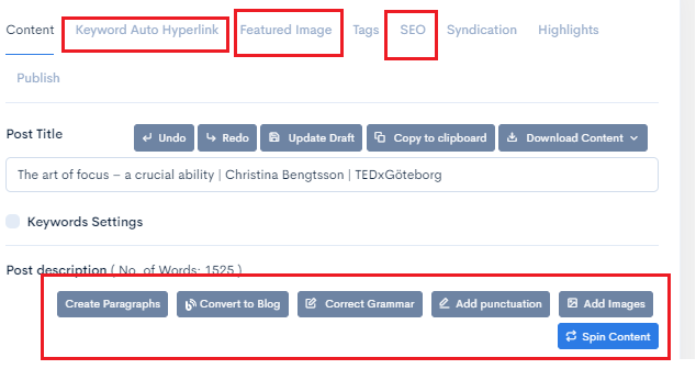 Features of Content Gorilla AI for repurposing video content