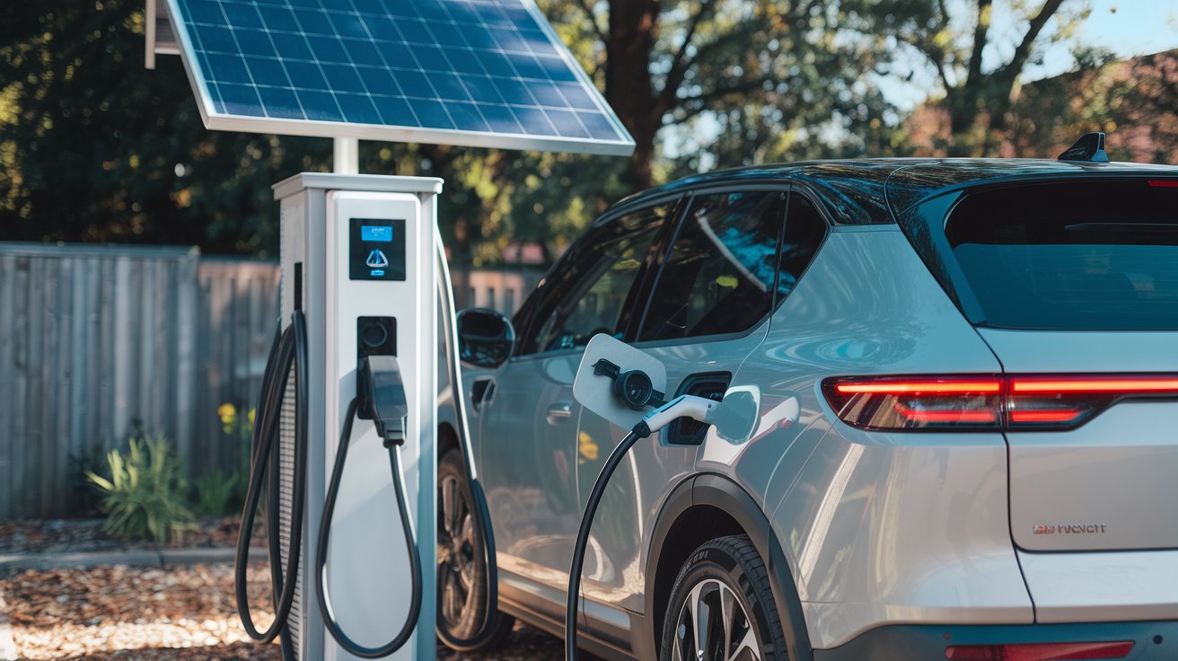 A solar-powered home charging station for electric vehicles.