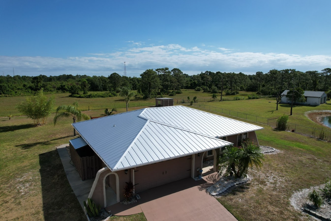 house with silver metal roof