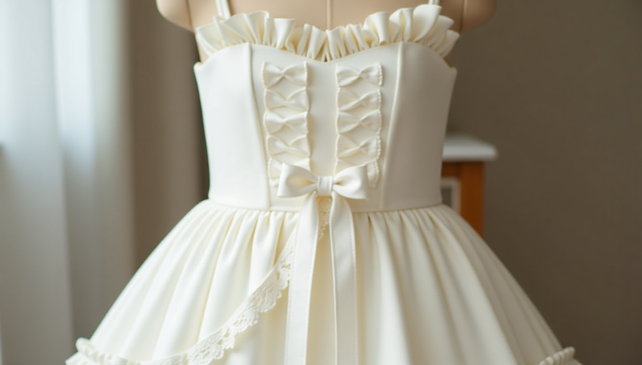 ZJStory Lolita Dress Cream White Moonlily