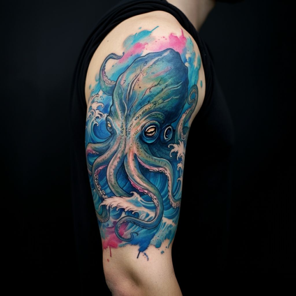 Kraken Tattoo on shoulder