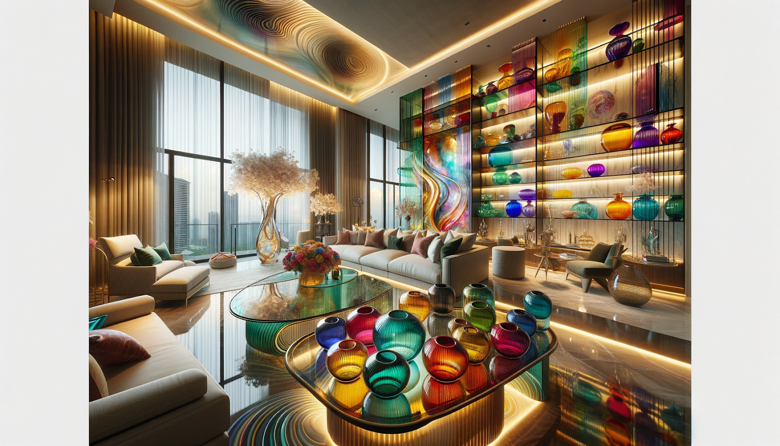 Colorful Glass Decor in Malaysia Luxury Condominium Designs