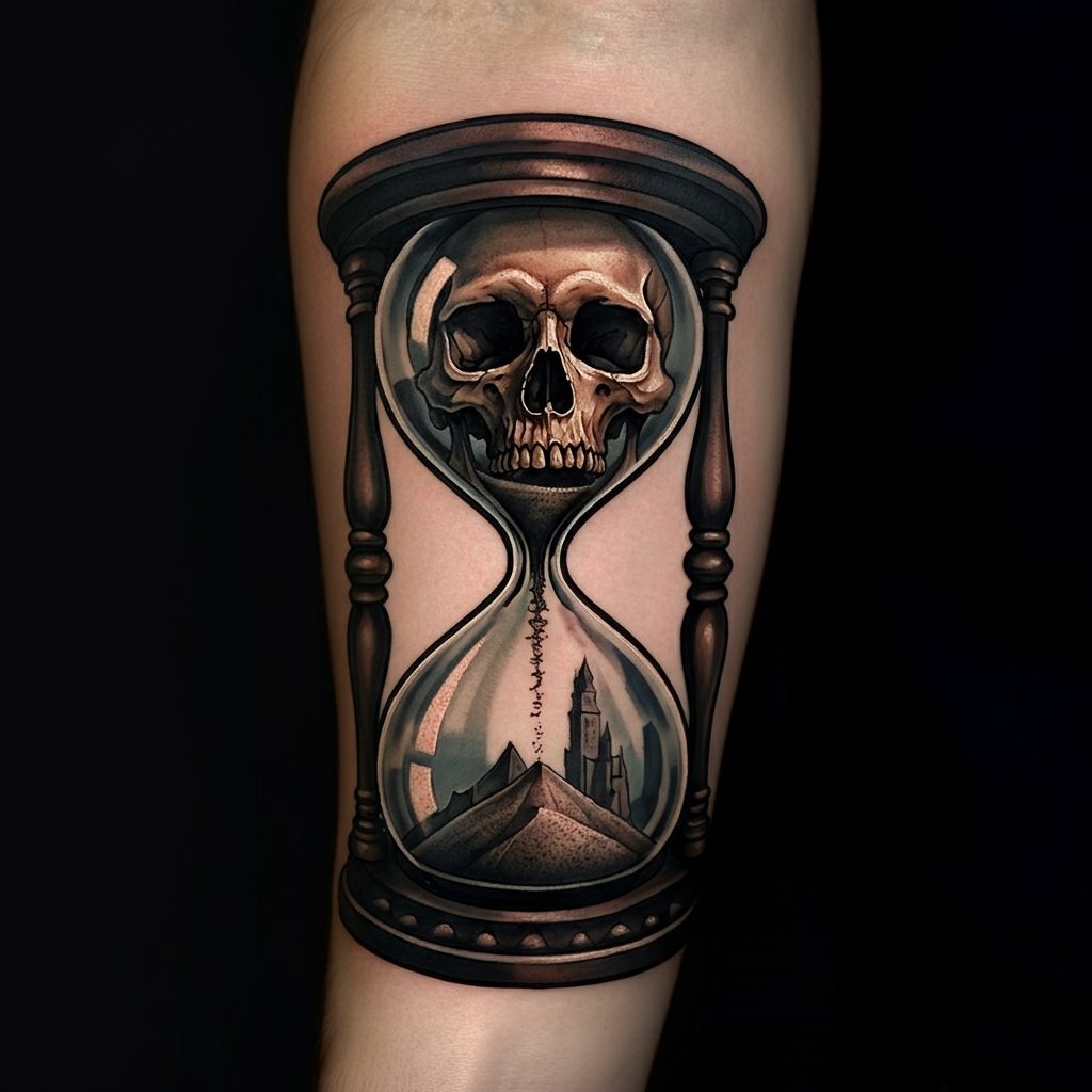 Hourglass with Skull
