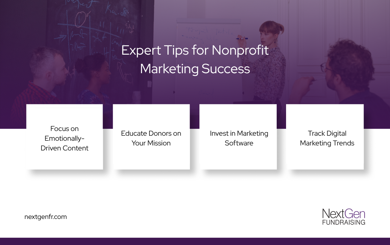Expert tips for nonprofit marketing infographic 