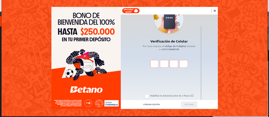 Betano verificación 4