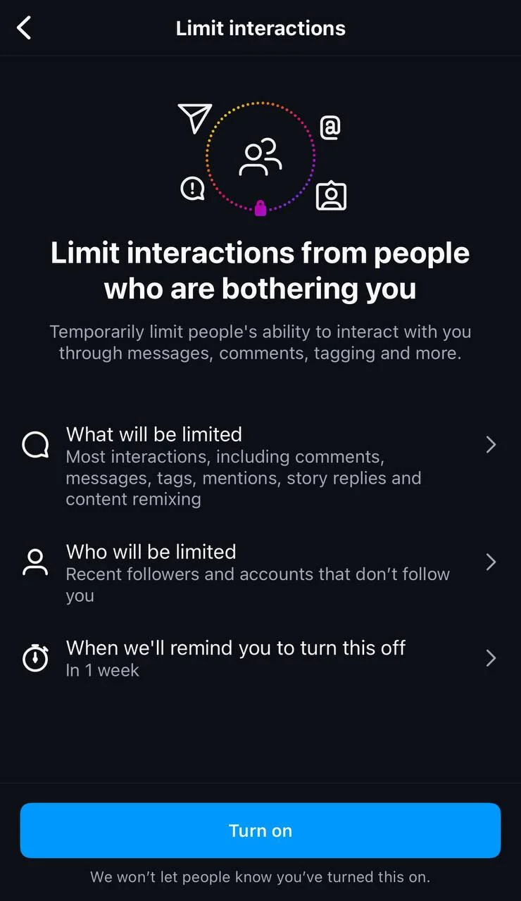 Limit Story and Post Interactions