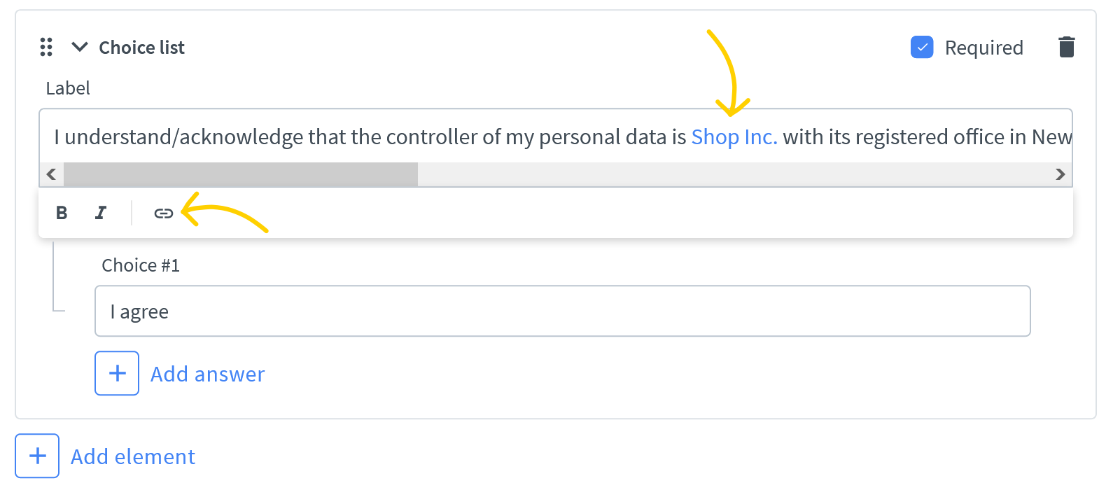Link to privacy policy.