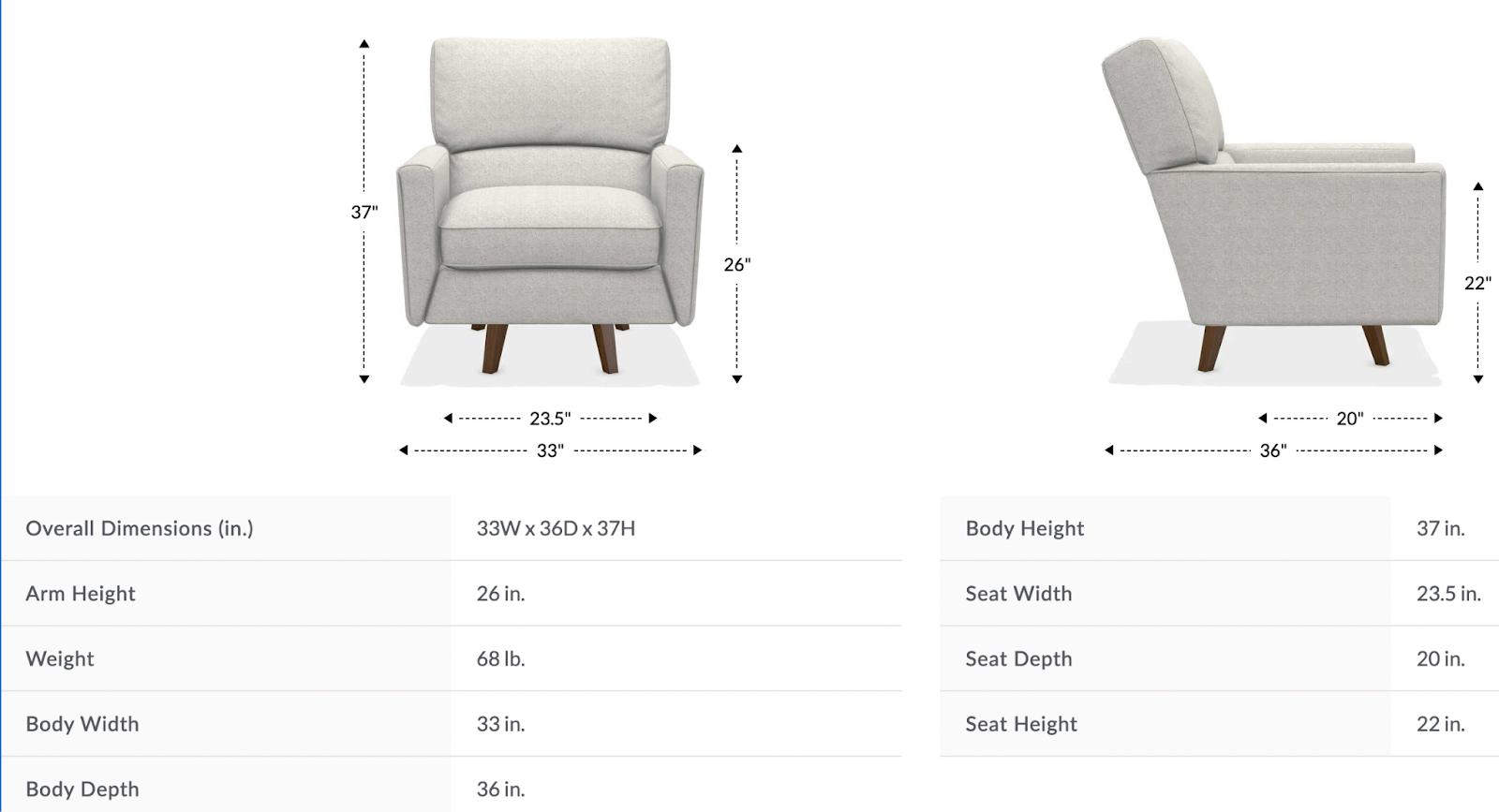 bellevue high leg swivel chair dimensions