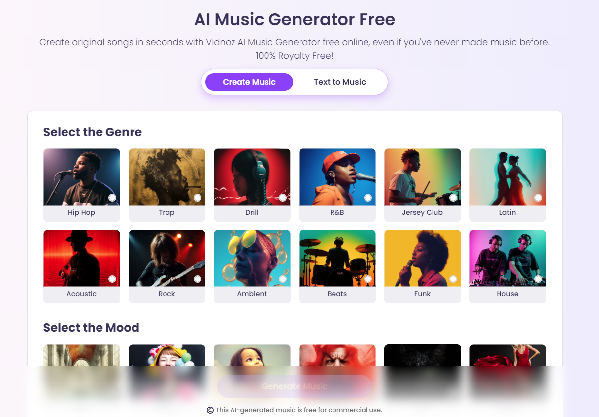 Vidnoz AI Music Generator: Free to Create Unlimited Royalty-Free Music