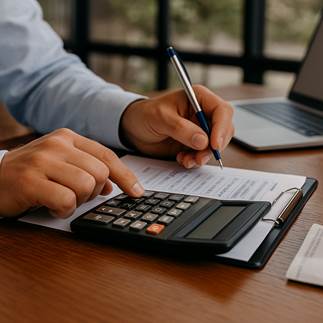 A person using a calculator to calculate the amount of paper

AI-generated content may be incorrect.