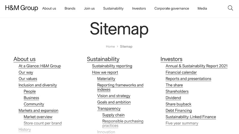 Site map de sitio web 