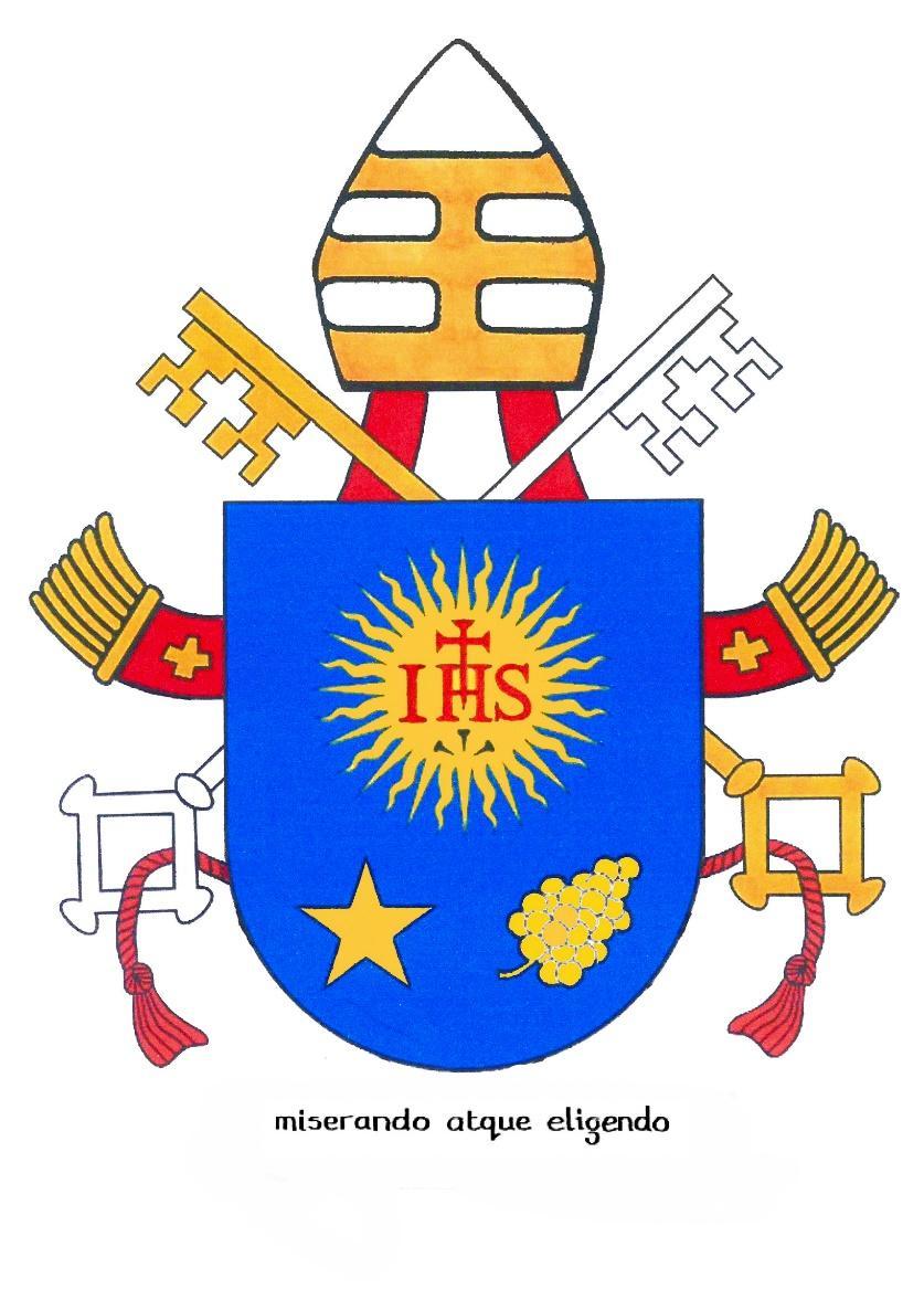 A blue shield with red and yellow symbols Description automatically generated