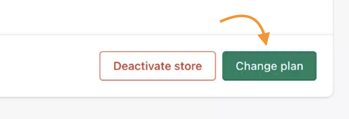 Select Shopify change plan option