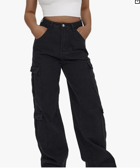 Flvsun Women's High Waist Cargo Jeans