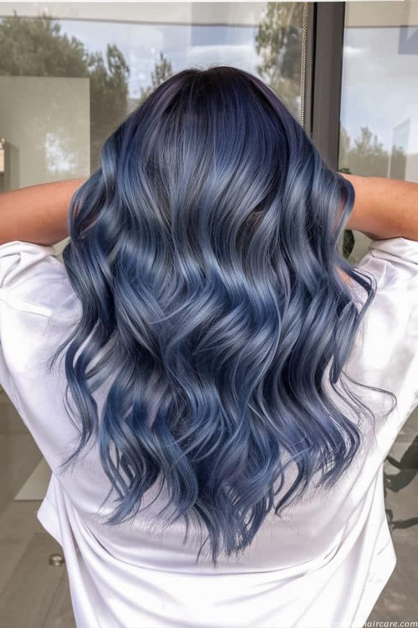 Blue-gray balayage hair