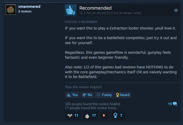 Steam reviews