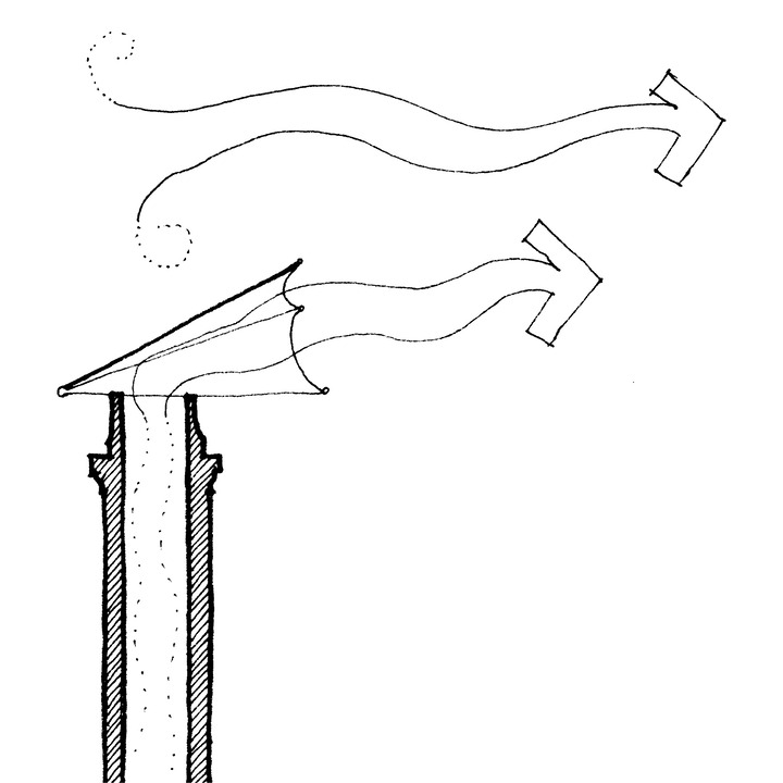 cross-section of Breeze Chimney on SmartDwelling I showing air flow