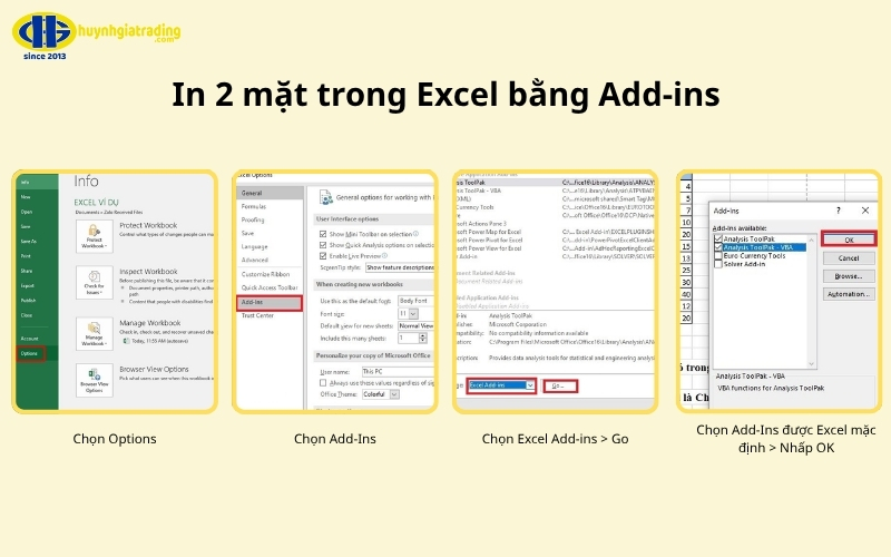 cách in 2 mặt trong excel bằng Add-ins
