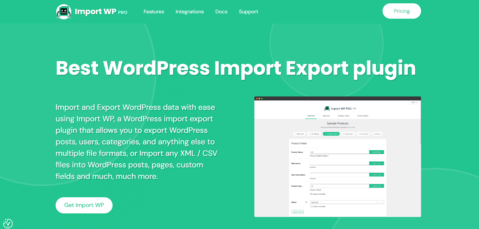 Import WP home page 