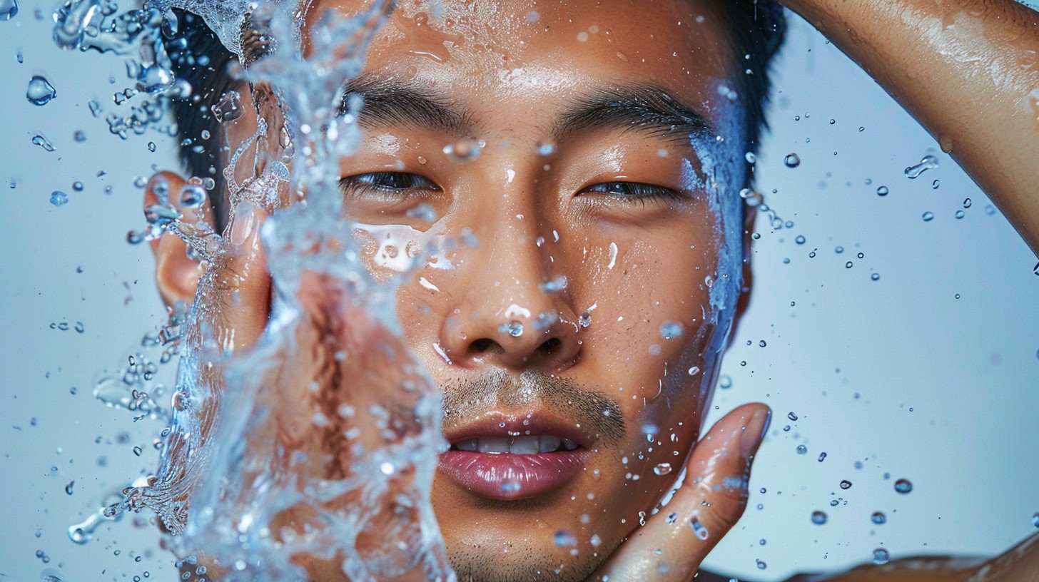 moisture retention, men skincare, japnese man, water, face