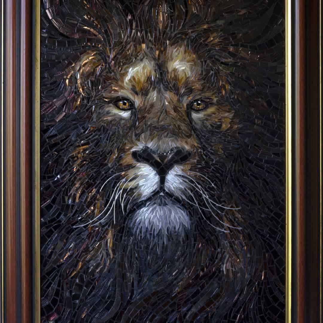 Glass mosaic animal kingdom Lion portrait