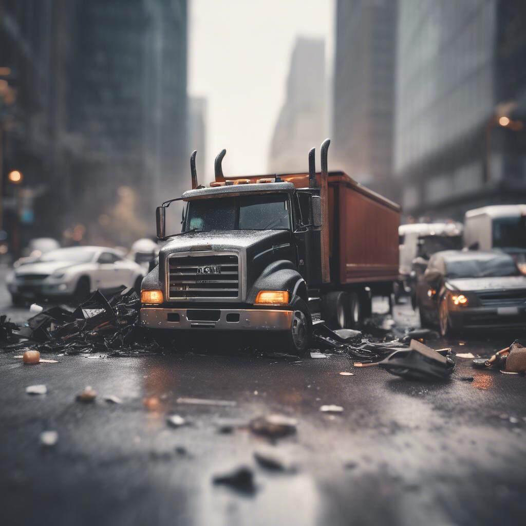 A Truck Accident scene that involved serious vehicular damages. 