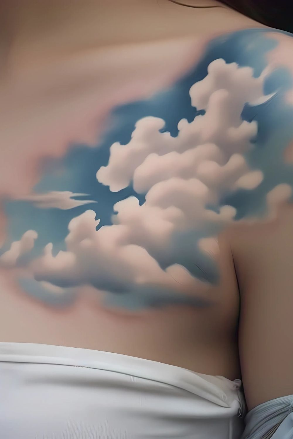Realistic Cloud Tattoo Chest