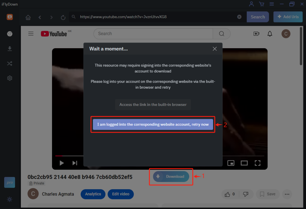 iFlyDown YouTube Private Video Downloader Way 1 Step 2