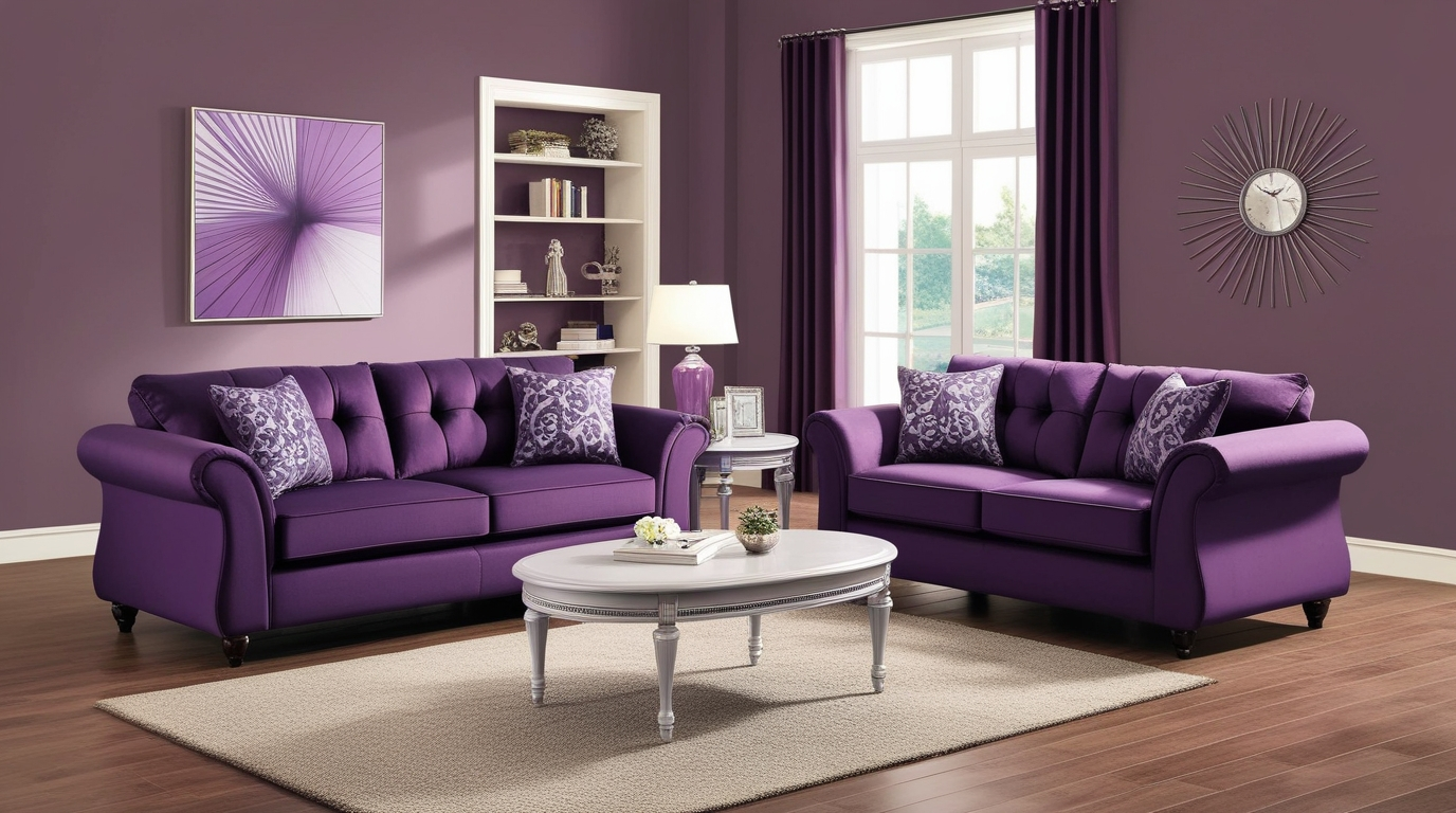 Surti purple 2 PC living room set