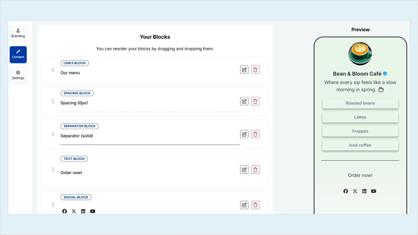 Bio link blocks version 1