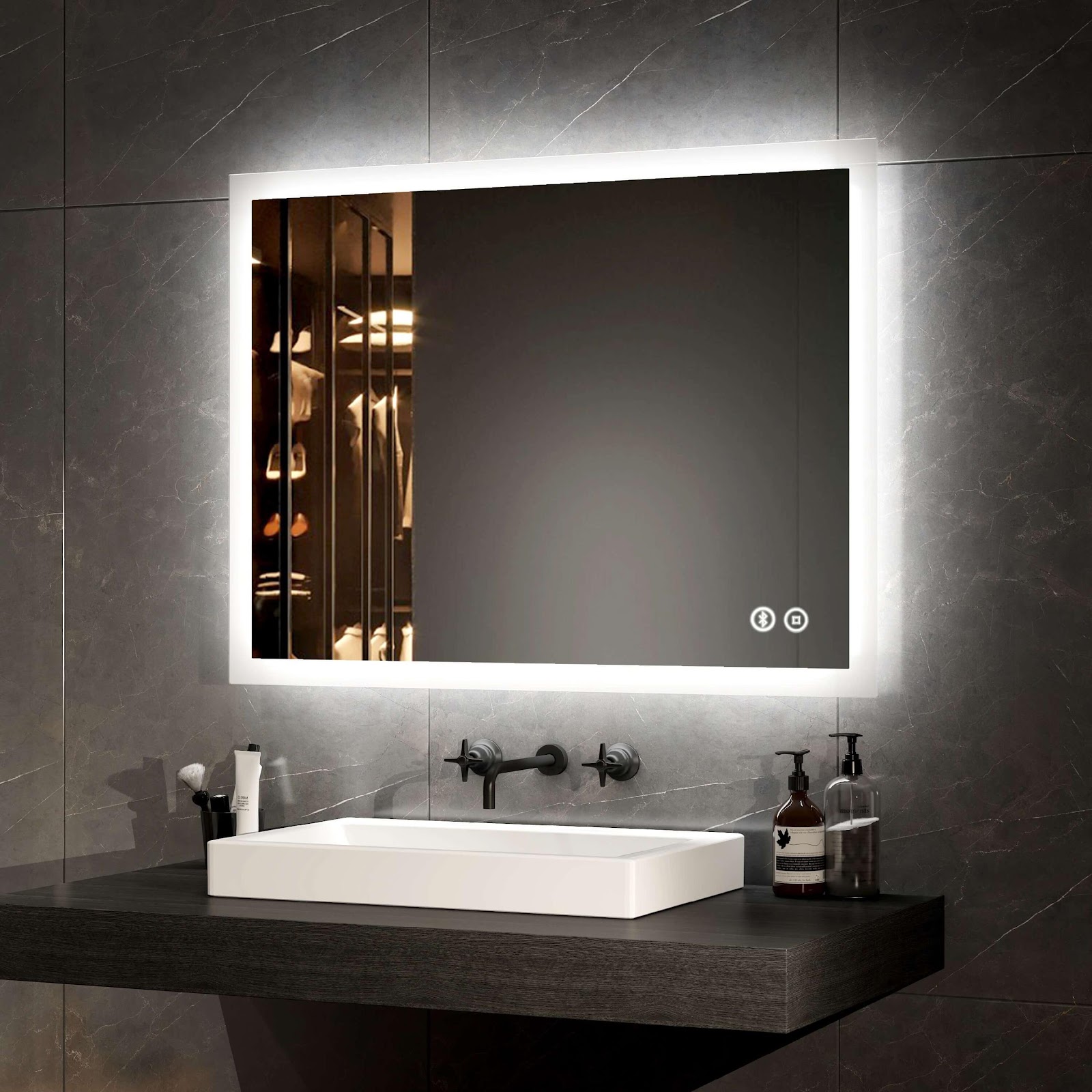 LM03 LED Bathroom Mirror with Demister, Touch Switch and Multifunctions |  EMKE.UK – emkedirect.co.uk