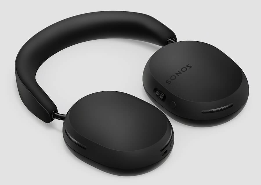 Sonos Ace headphones in black color, folded.