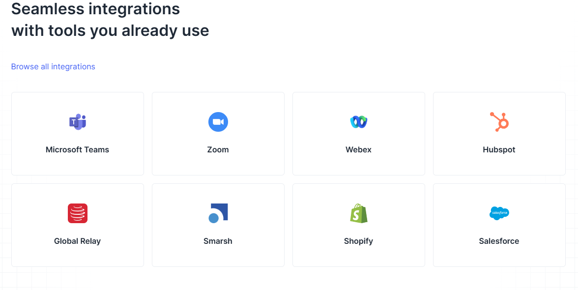 An image showing the solutions's availability for integrations for Clerk Chat Review