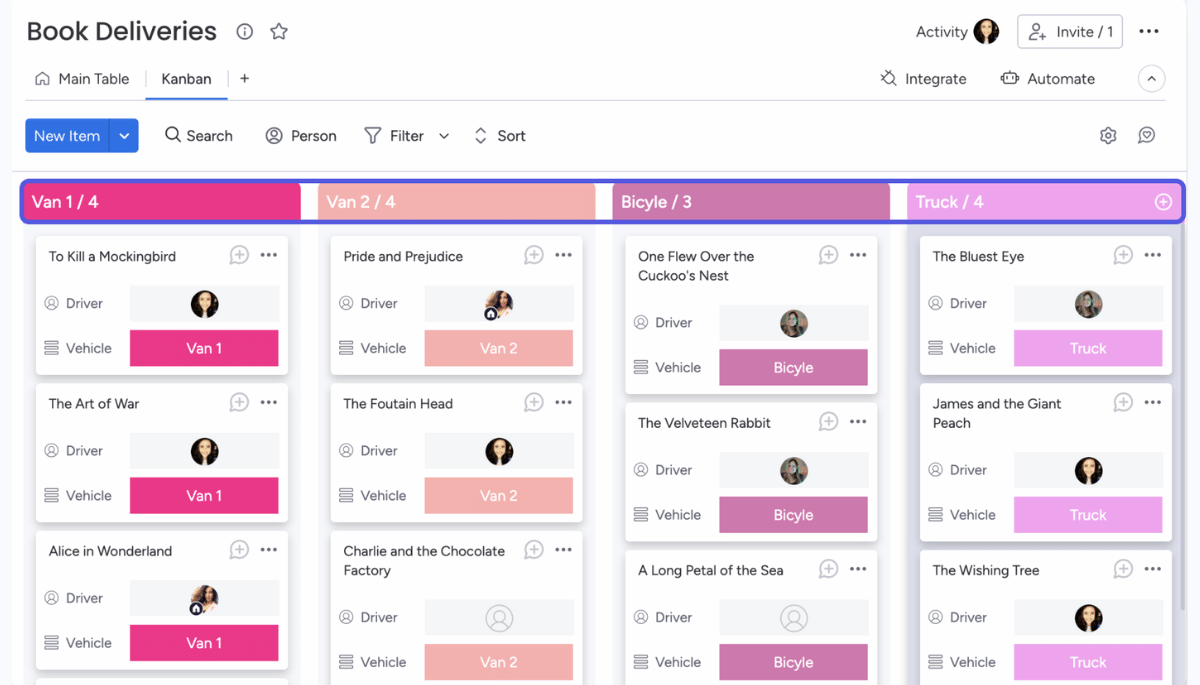 Monday.com Kanban