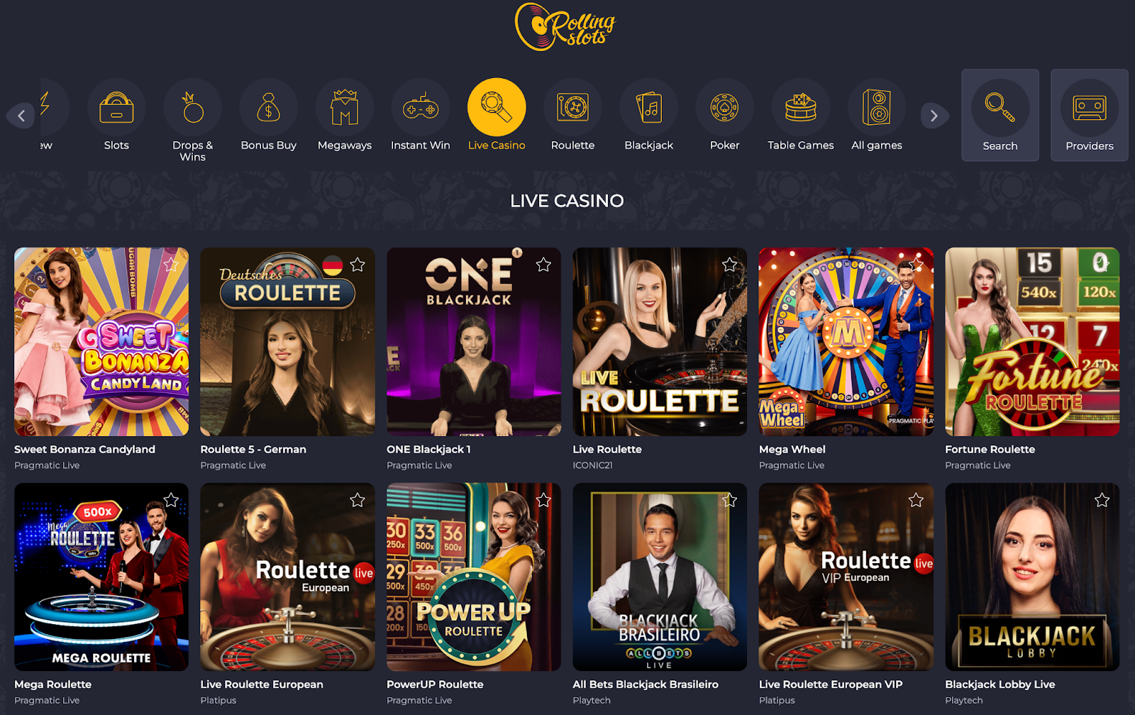 Rolling Slots Live Casino Games