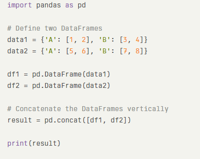 Concatenating DataFrames Vertically