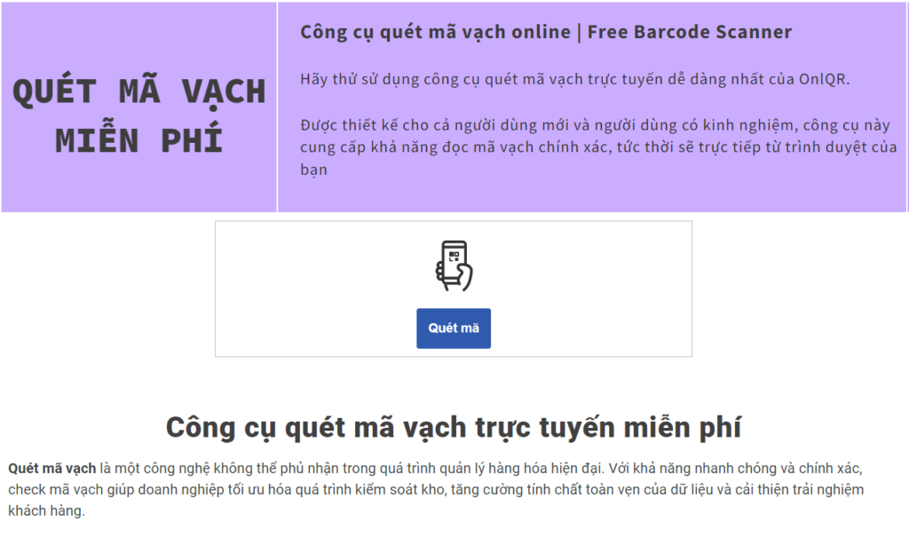 phần mềm quét mã vạch miễn phí