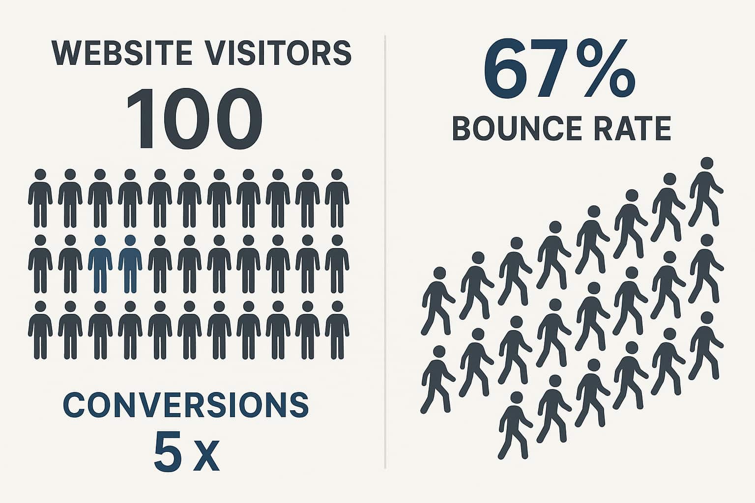 Roofing website visitor statistics showing 95% bounce rate and low conversion rates for roofing lead generation.