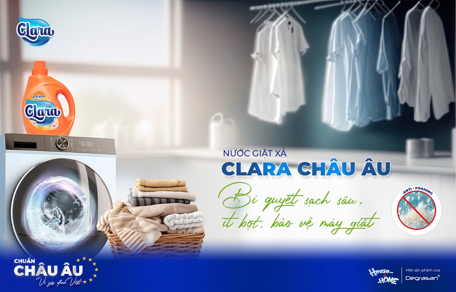 Nước giặt xả Clara hiệu quả giặt giữ tối ưu