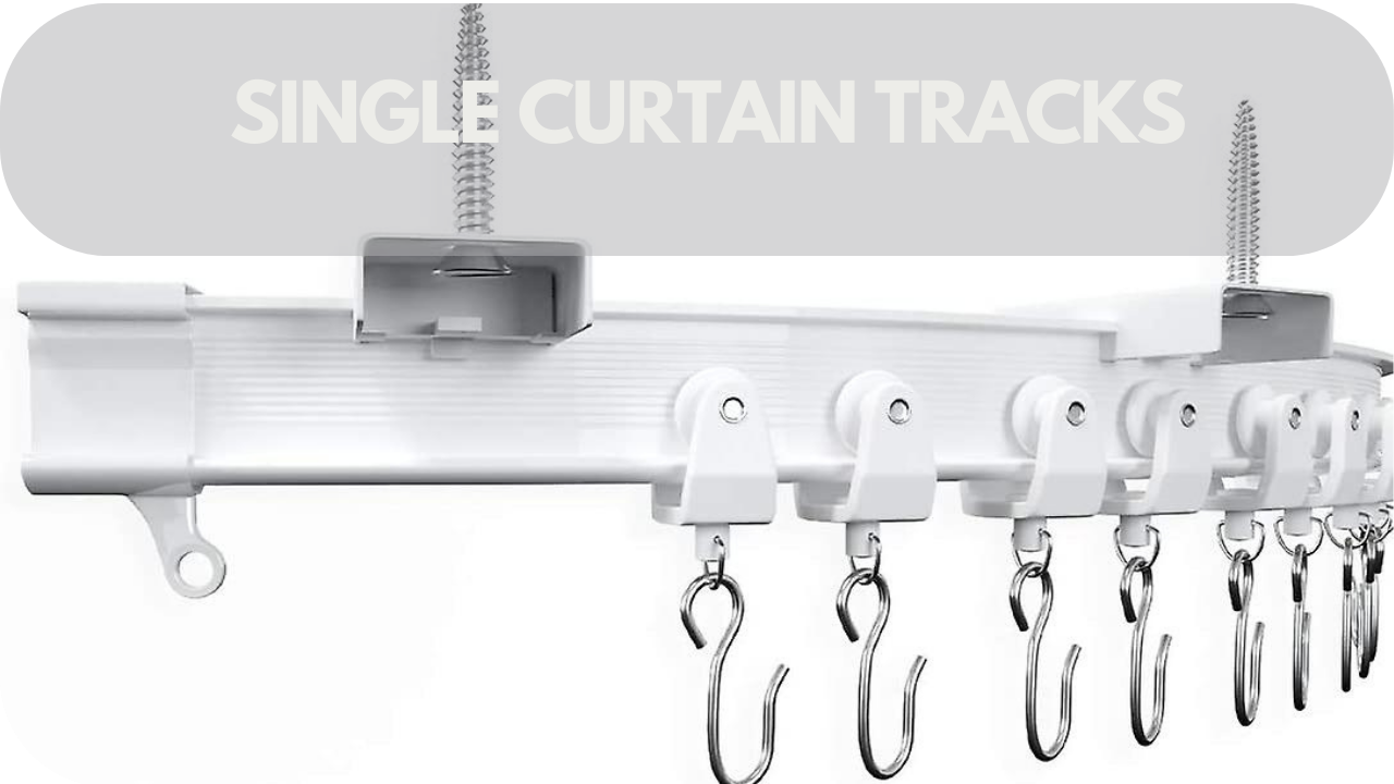 Simple and elegant single tracks for a streamlined curtain setup.