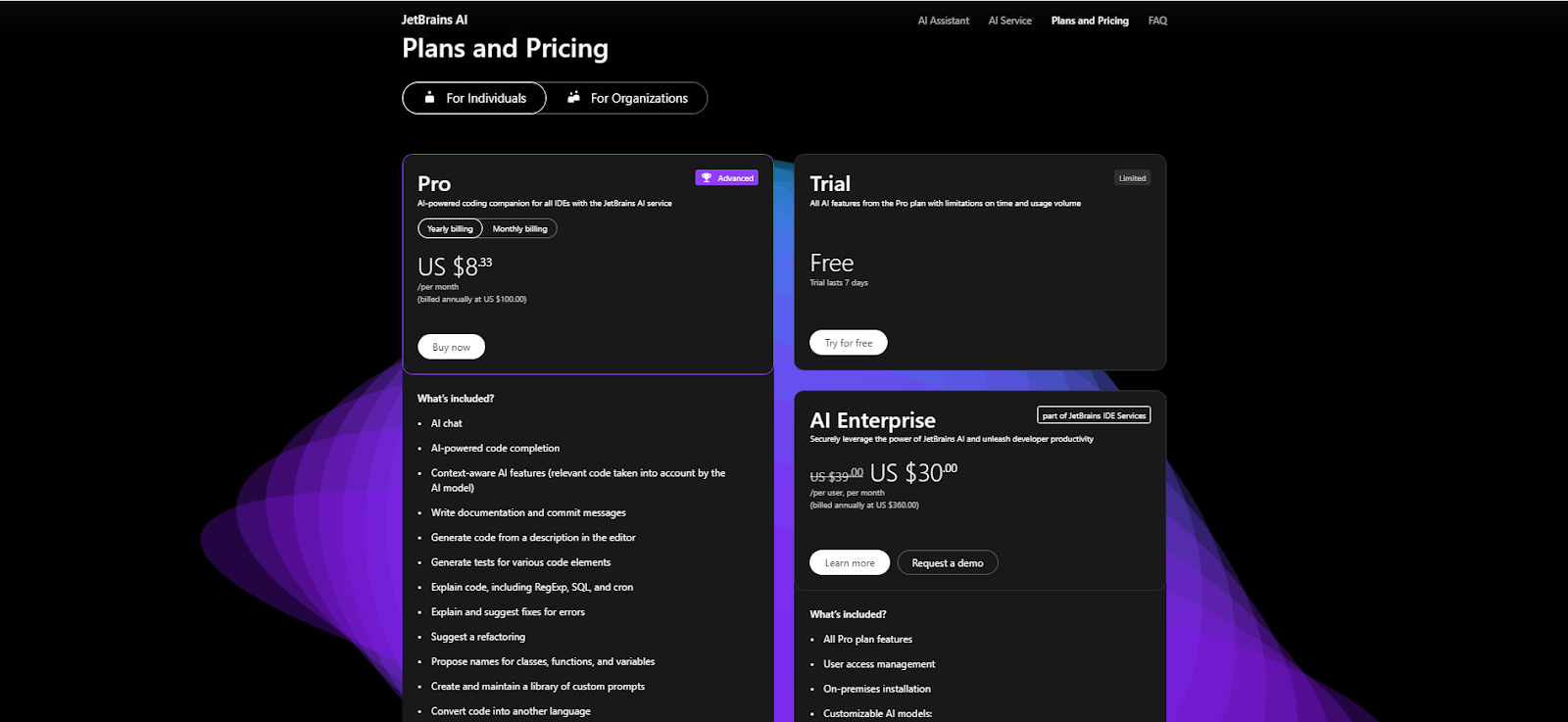 JetBrains pricing plans 