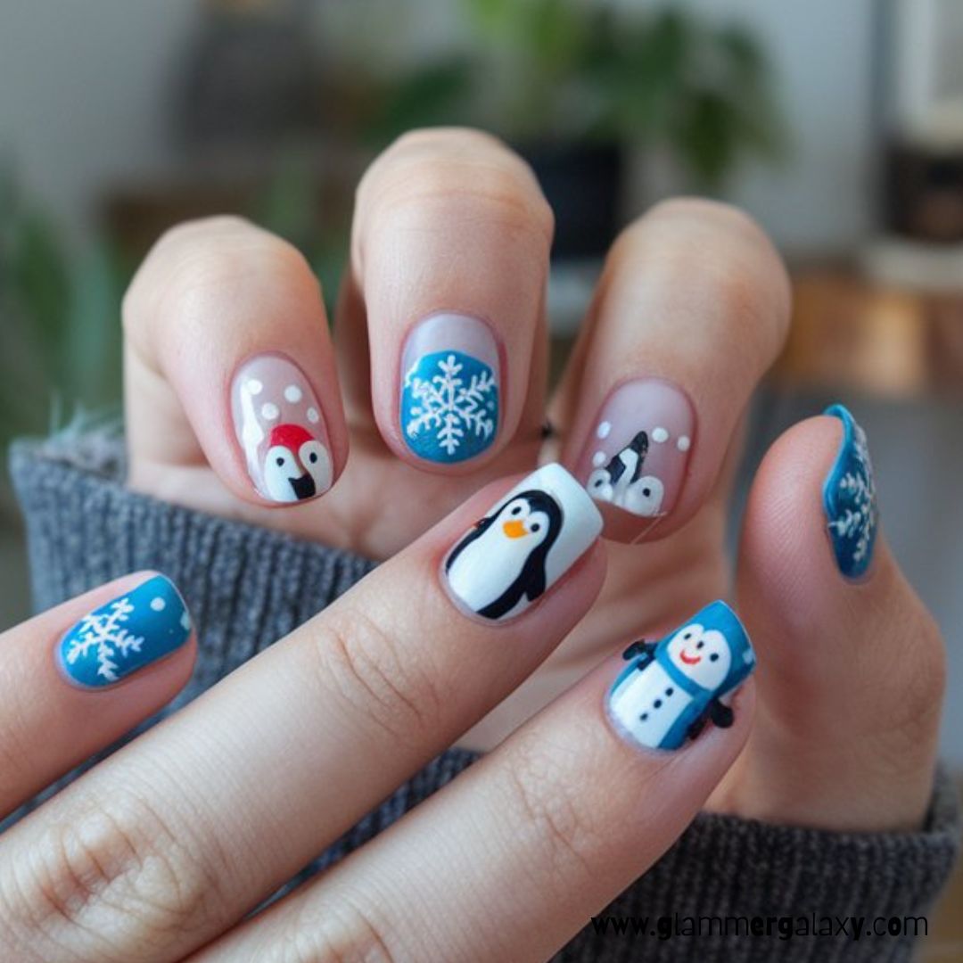 Cute Winter Nails having Adorable Winter Themes
