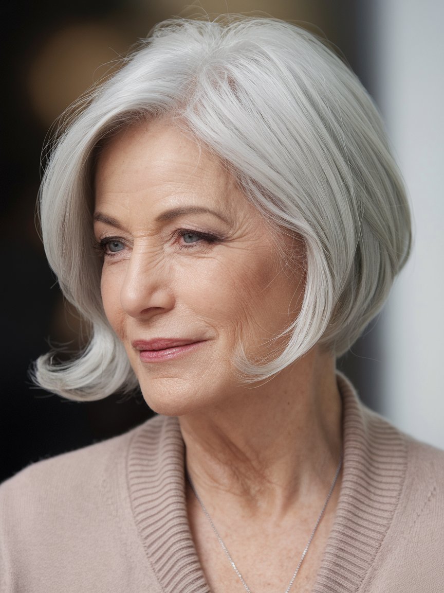 20. Side Parted Silver Bob