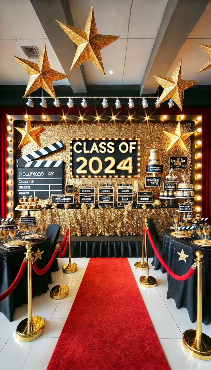hollywood glam theme high school graduation party idea