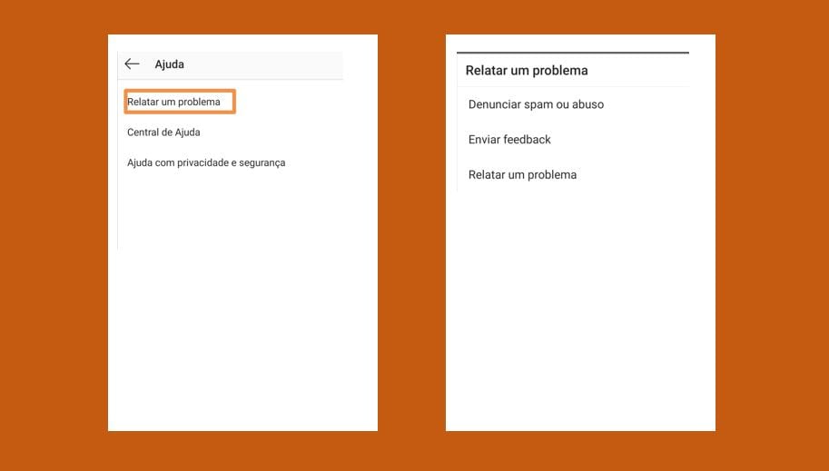 Ação bloqueada no Instagram: imagem da tela de configurações do Instagram