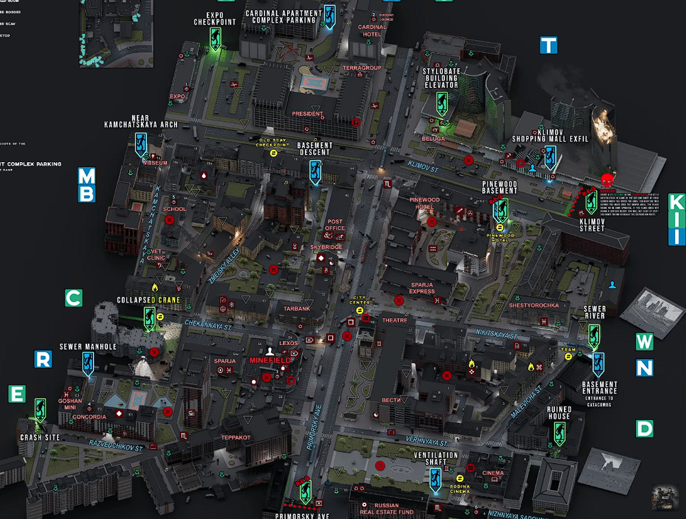 Streets of Tarkov map spawn points