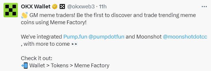 OKX's new feature, 'Meme Factory'a