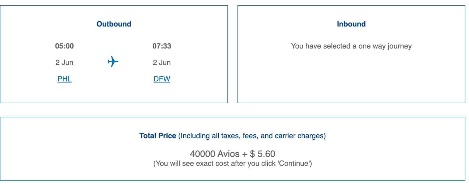 booking PHL to DFW on BA