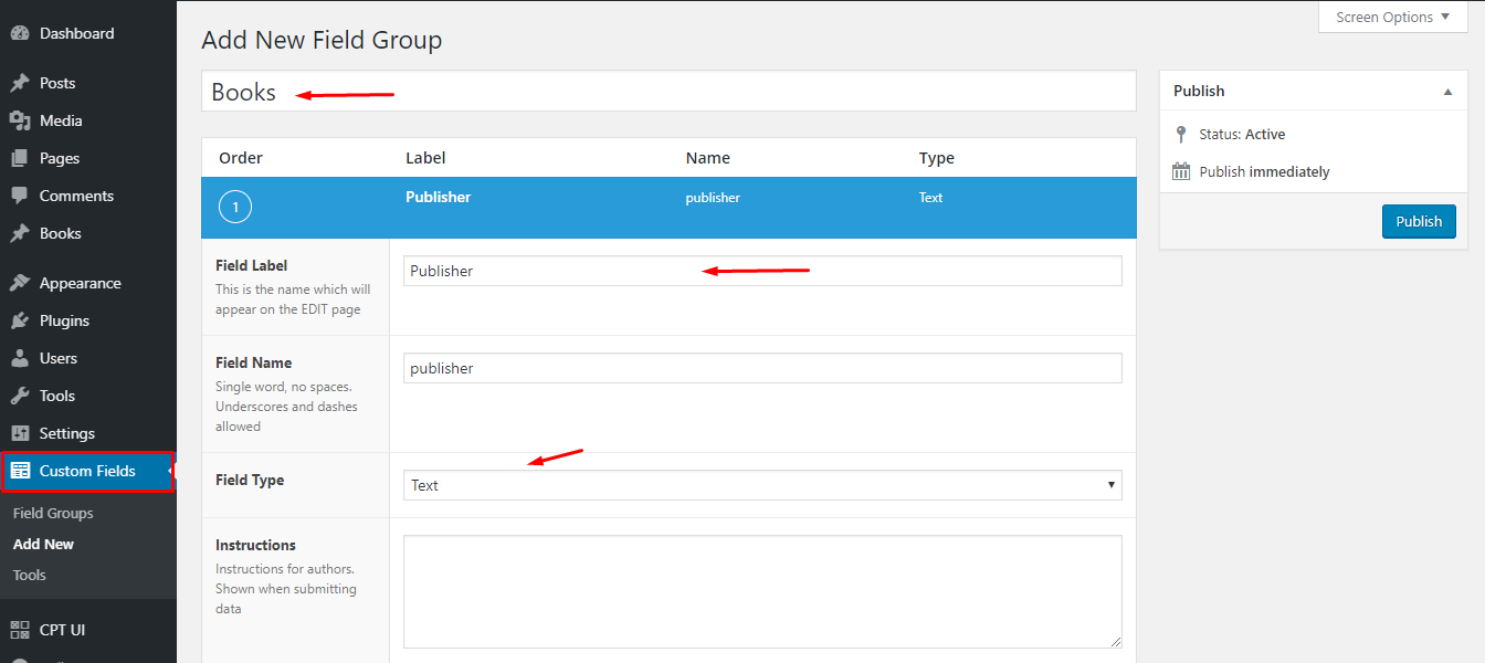 add wordpress custom fields